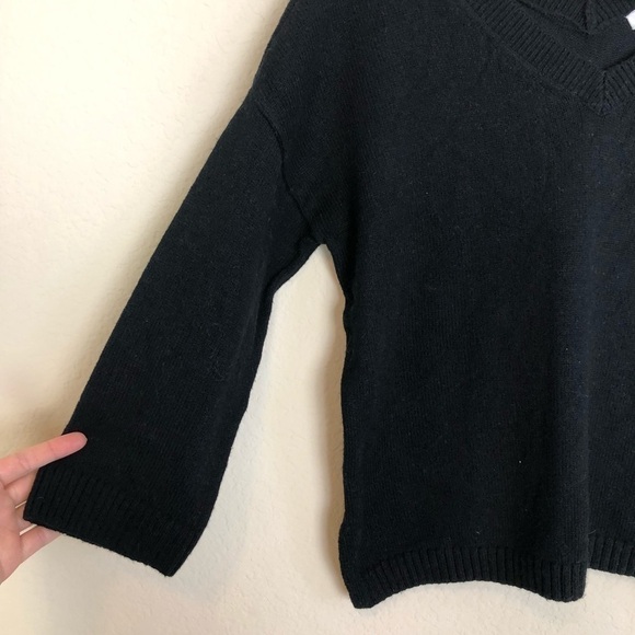 New Madewell Double-V Pullover Knit Sweater in True Black XXS - Picture 4 of 10